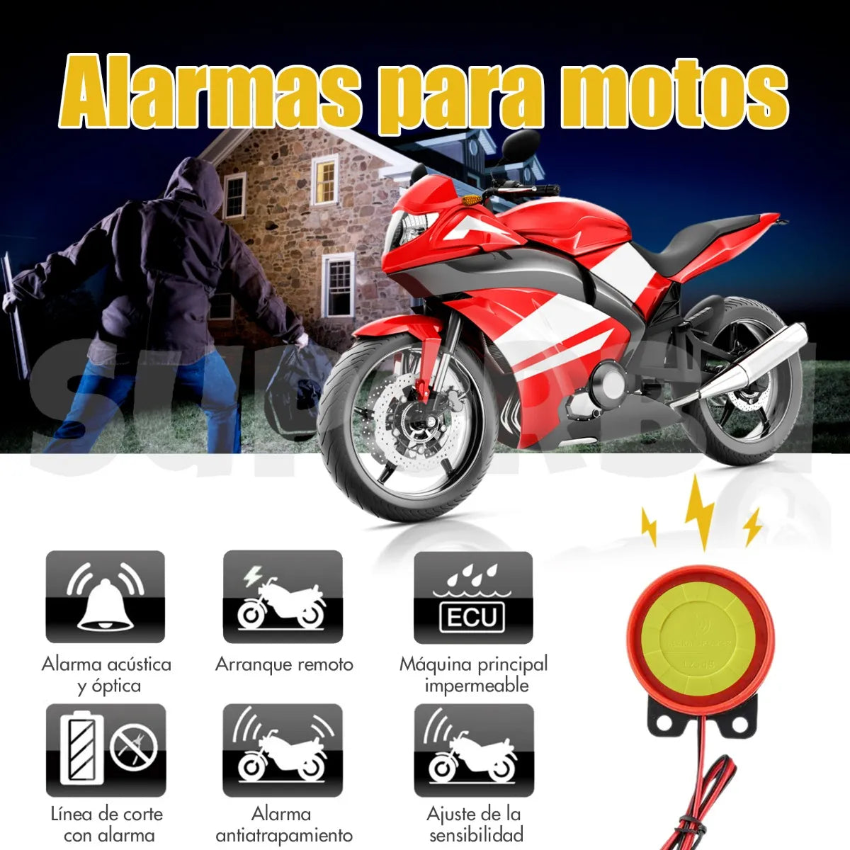 Alarma Antirrobo Moto Encendido A Distancia Control Remoto