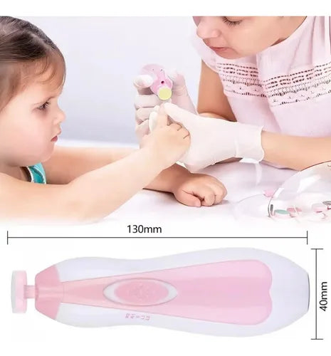 Kit Lima Unas Electrica Portatil Para Bebe 6 En 1 Rosa y celeste