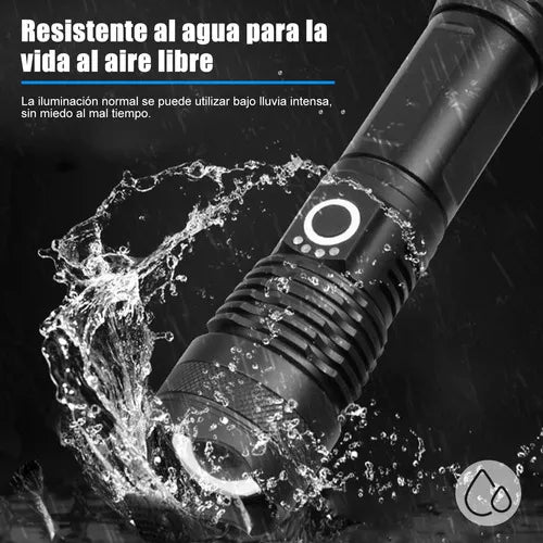 Linterna Táctica Policía Led Xml Nuevo Led P-90 Recargable Blanco Brillante Negro