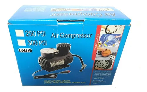 Mini Compresora Para Auto Portátil De Aire 12v 300psi Negro