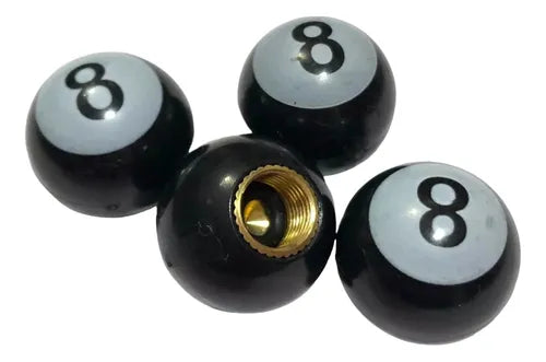 Set 4x Tapones Bola 8 Válvula Aire Llantas Autos Camionetas