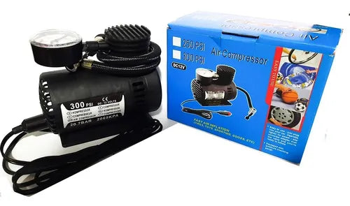 Mini Compresora Para Auto Portátil De Aire 12v 300psi Negro
