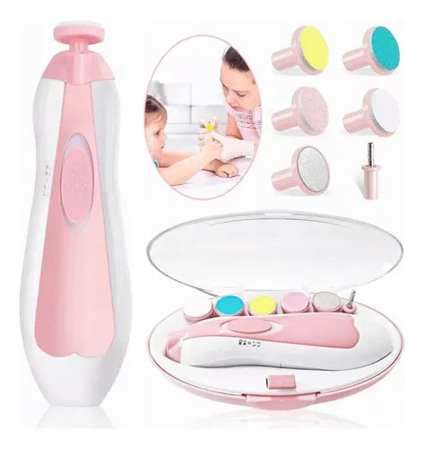 Kit Lima Unas Electrica Portatil Para Bebe 6 En 1 Rosa y celeste