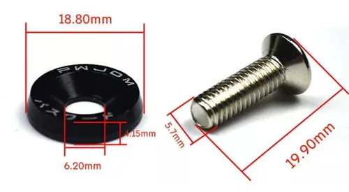 Set De 10 Tornillos Con 10 Arandelas Hexagonales M6 Aluminio