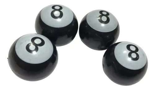 Set 4x Tapones Bola 8 Válvula Aire Llantas Autos Camionetas