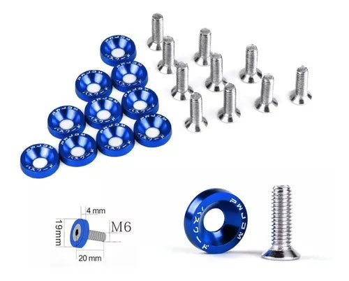 Set De 10 Tornillos Con 10 Arandelas Hexagonales M6 Aluminio