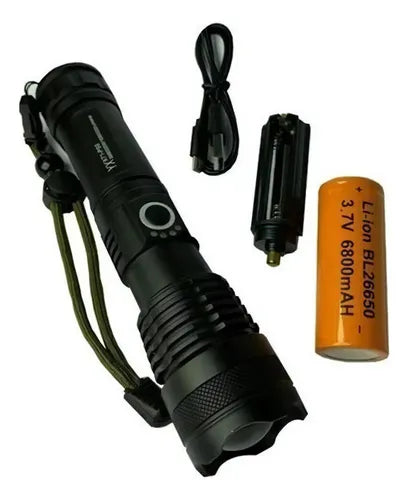 Linterna Táctica Policía Led Xml Nuevo Led P-90 Recargable Blanco Brillante Negro