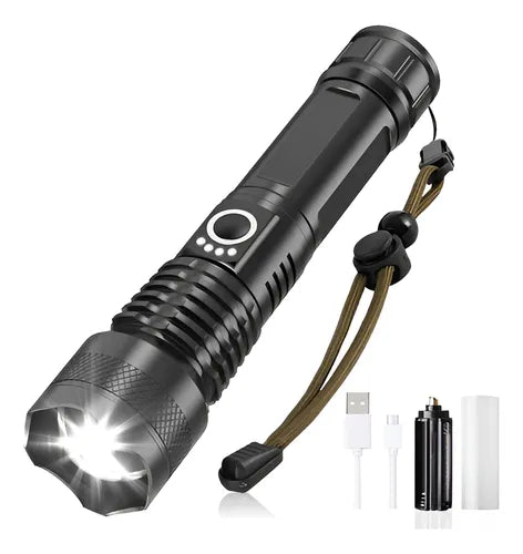 Linterna Táctica Policía Led Xml Nuevo Led P-90 Recargable Blanco Brillante Negro